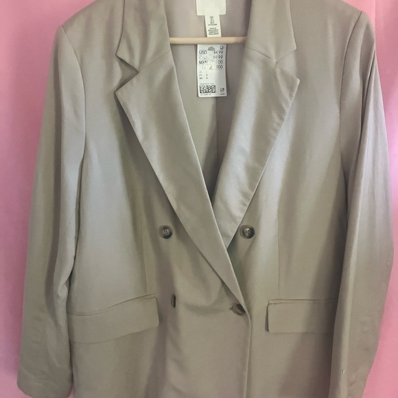 H&M Jackets & Blazers - Oversized Beige Blazer –Women's Relaxed Fit, Chic Neutral Layering Piece, Size L